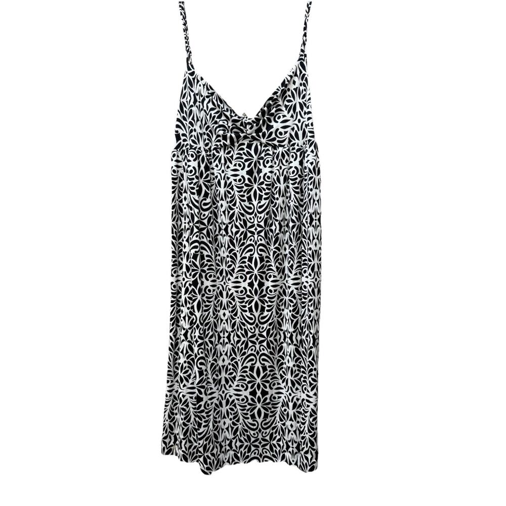 NWT Charter Club 100% Silk Strappy‎ Sun Dress White Black Floral Size Large